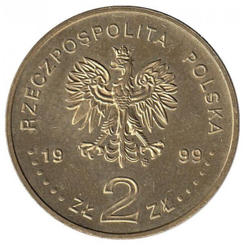 2 злотых 1999 год, Польша. 150 лет со дня смерти Фредерика Шопена. Личности. UNC