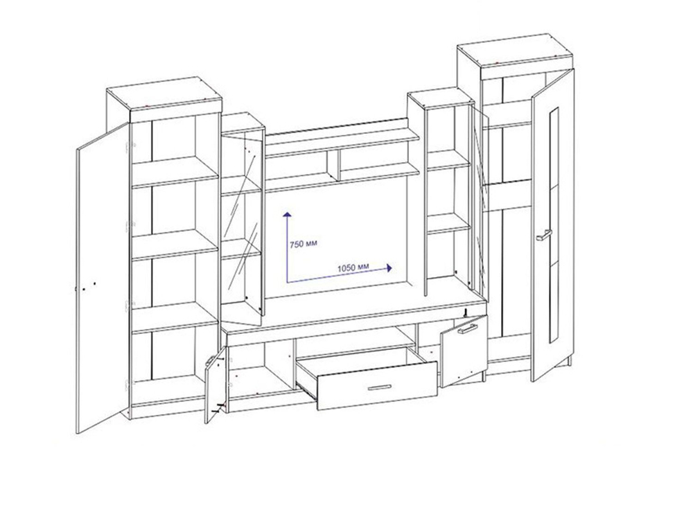 Рио 25 стенка ТВА Бодега Темный / Светлый