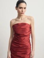 Красное платье-макси из тафты с драпировкой "Minuit"