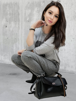 21402 Брюки женские классические джерси серая клетка (60-158)