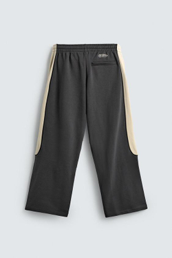 ZARA БРЮКИ СВОБОДНОГО КРОЯ В СТИЛЕ COLOR BLOCK, АНТРАЦИТОВО-СЕРЫЙ