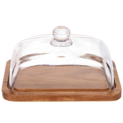 Масленка деревянная «SHEF» 18*13*9см с крышкой из стекла