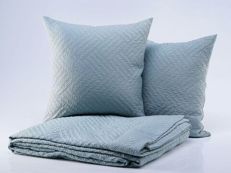 Покрывало 240х260 и 2 декоративные подушки 45х45 Claire Batiste Tilt Greg бирюзовые