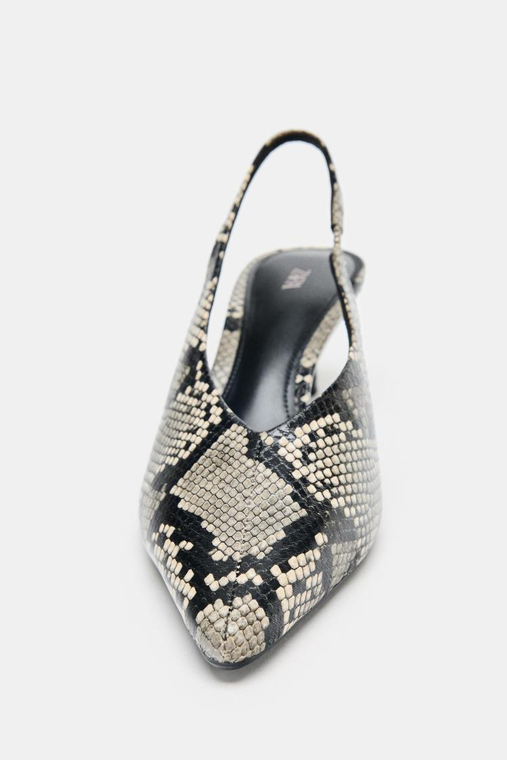 ZARA ТУФЛИ С ОТКРЫТОЙ ПЯТКОЙ И АНИМАЛИСТИЧЕСКИМ УЗОРОМ, ЗМЕИНЫЙ ПРИНТ