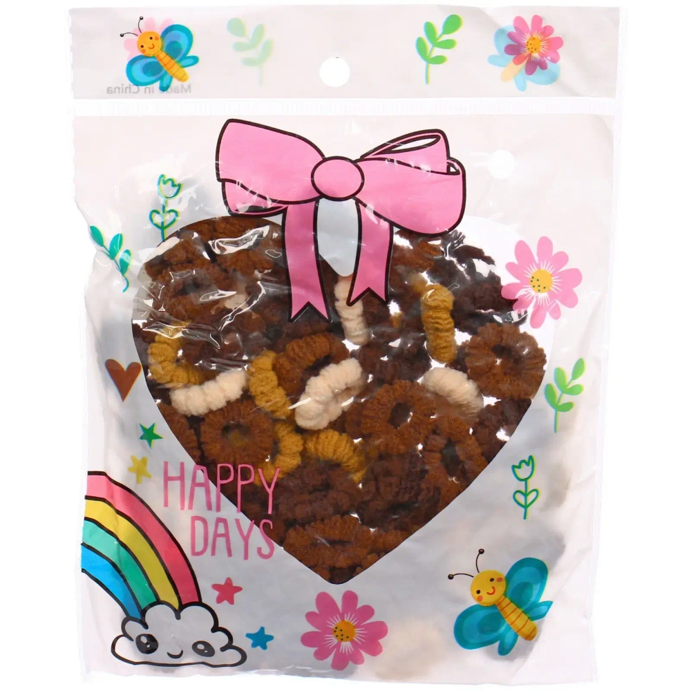 Резинки для волос 100шт «МИНДАЛЬ», оттенки бежевого и коричневого, d-2см