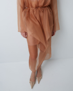 Юбка из шелковой органзы карамель