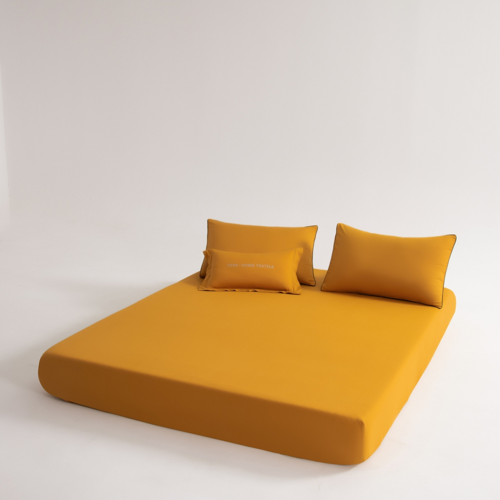 КПБ Однотонный Сатин Элитный на резинке OCER013, 2 спальный, 4 наволочки, простынь 180*200*30