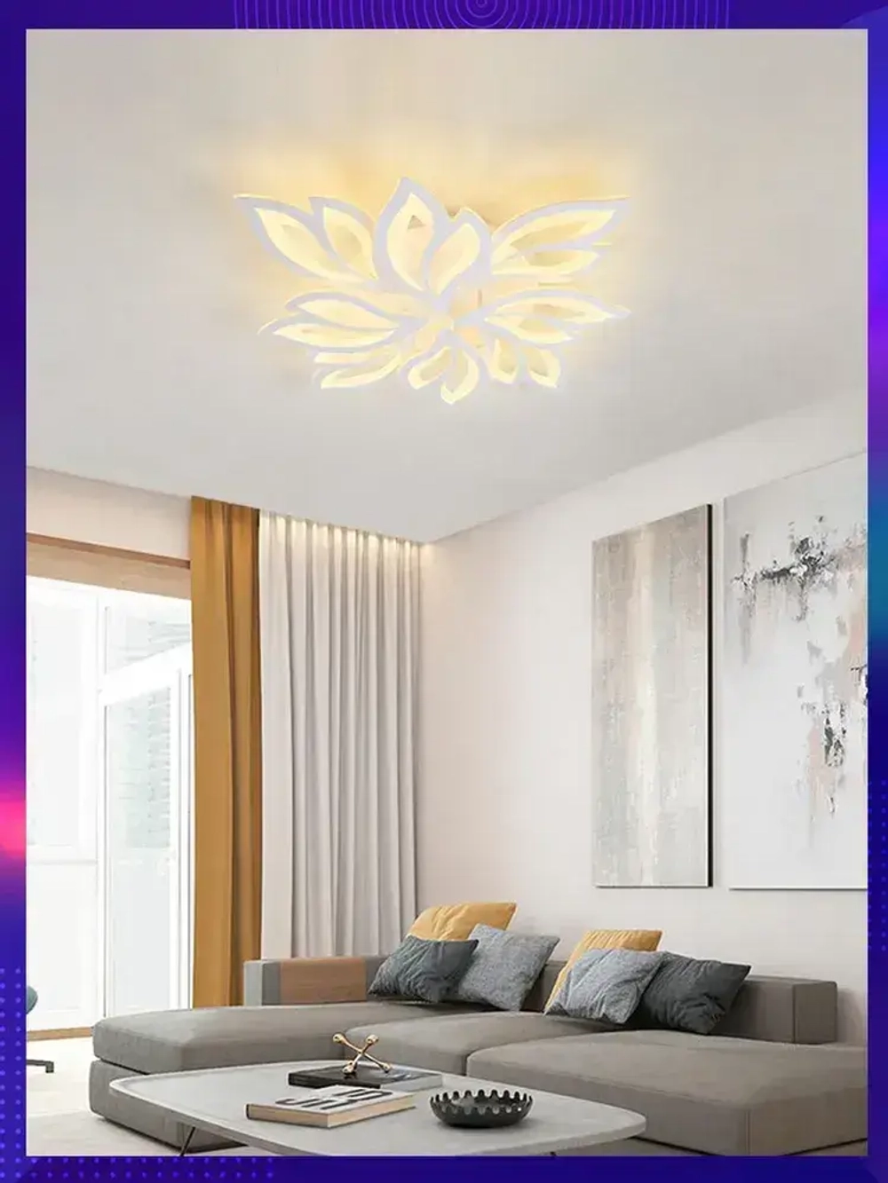 Люстра потолочная светодиодная с пультом, белая, для всех видов потолков, 160W + 8W (RGB)