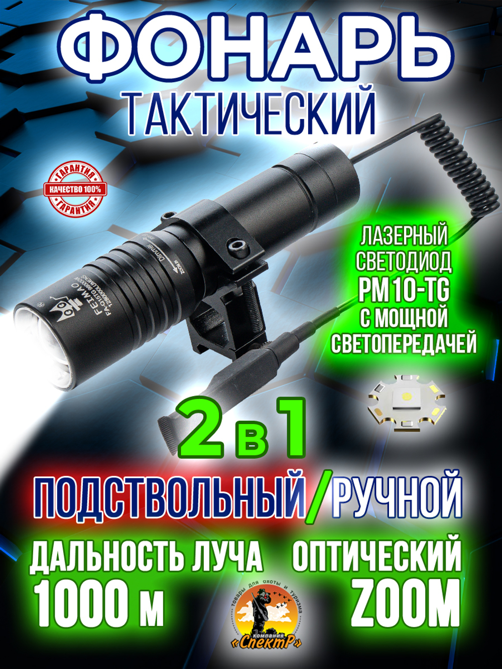 Фонарь ручной аккумуляторный Power bank Магнит диод PМ10TG,СОВ