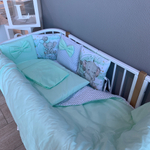 Комплект в кроватку 17 предметов "Слоник с подарками" зеленый, сатин