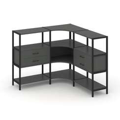 Shelf System Трехсекционный угловой стеллаж трехярусный с ящиками SN.STMU-331 Антрацит/Металл Черный