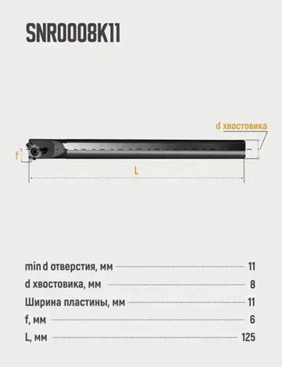 SNR0008K11 Резец резьбовой внутренний по металлу