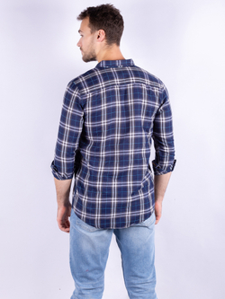 Рубашка мужская SWAN, синий/белый, MLS 2201