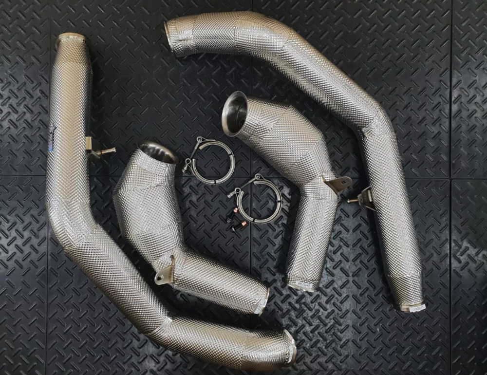 RedStar Exhaust Приемные трубы (Downpipes) спорт-кат GESI Gen2 127мм с термозащитой Mercedes G63 W463A RS.G63W463A.DP.GESI