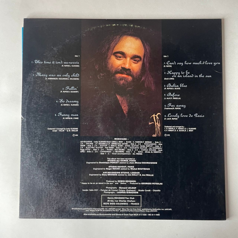 Винтажная виниловая пластинка LP Demis Roussos Happy To Be (США 1976)
