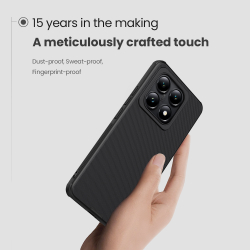 Усиленный чехол черного цвета от Nillkin для Xiaomi 14T Pro, серия Super Frosted Shield Pro