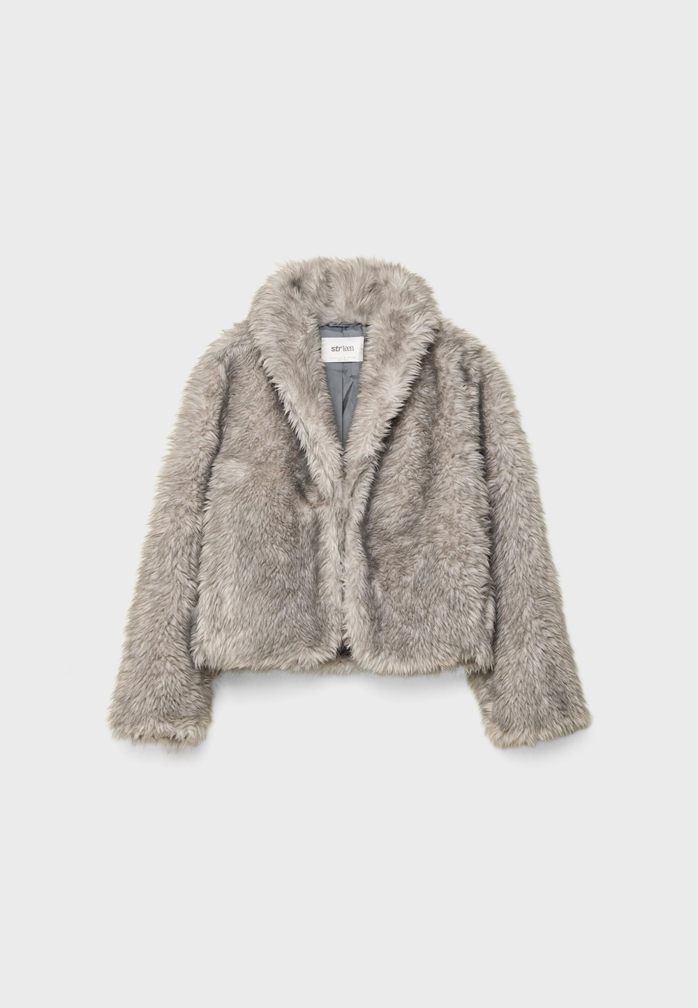 STRADIVARIUS Шуба из искусственного меха, серый