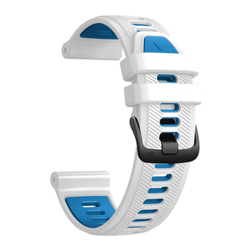 Ремешок силиконовый для Garmin Forerunner 970 / 965 / 955 / 745 (Белый Голубой)