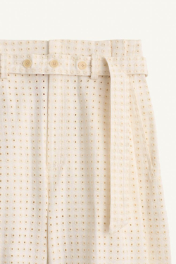 ZARA БРЮКИ-КАРГО СО СКЛАДКАМИ ИЗ 100% ХЛОПКА, ЭКРЮ