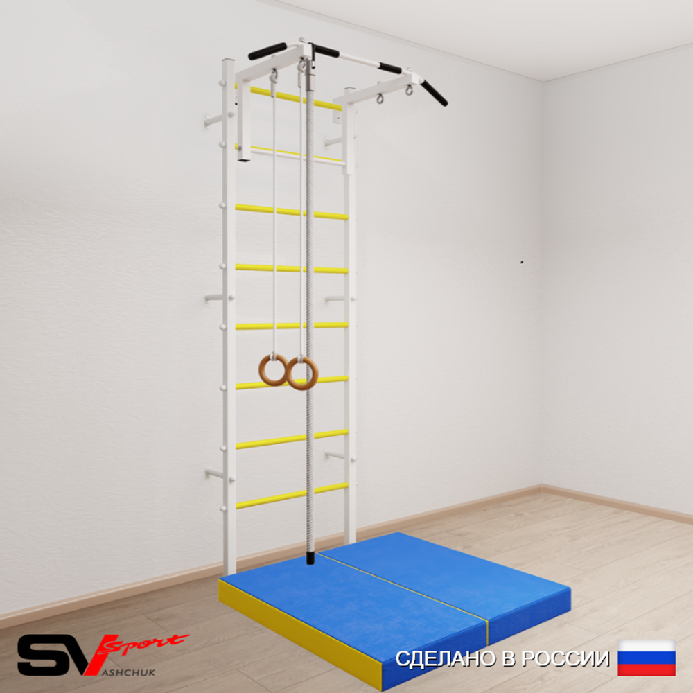 Шведская стенка Sv Sport 5134 (Турник стандарт/Канат/Кольца/Мат 1м)
