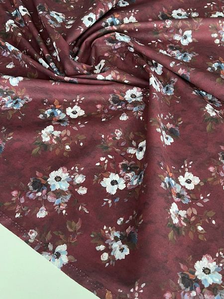 ЦВЕТЫ НА ВИШНЕВОМ - 100% хлопок 2