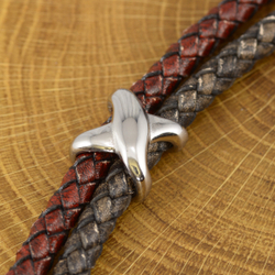 Шнур кожаный плетеный красный винтаж 6 мм (цена за 10 см)