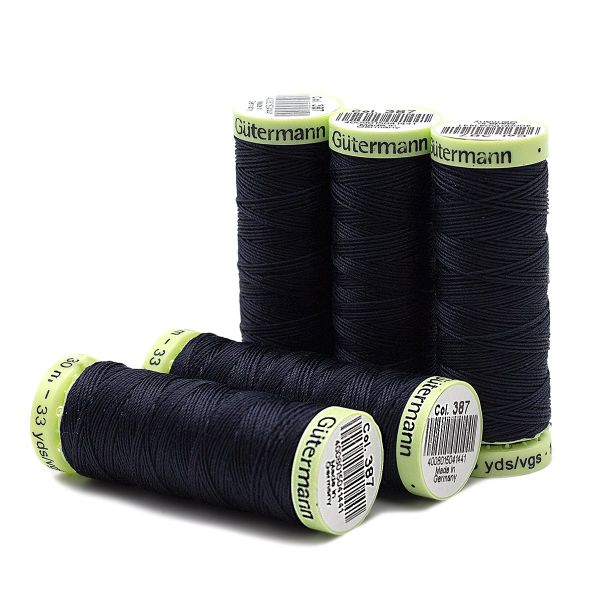 Нитки отделочные Gutermann Top Stitch 30 (30 метров), 5 кат. | 387 чернильно-черный