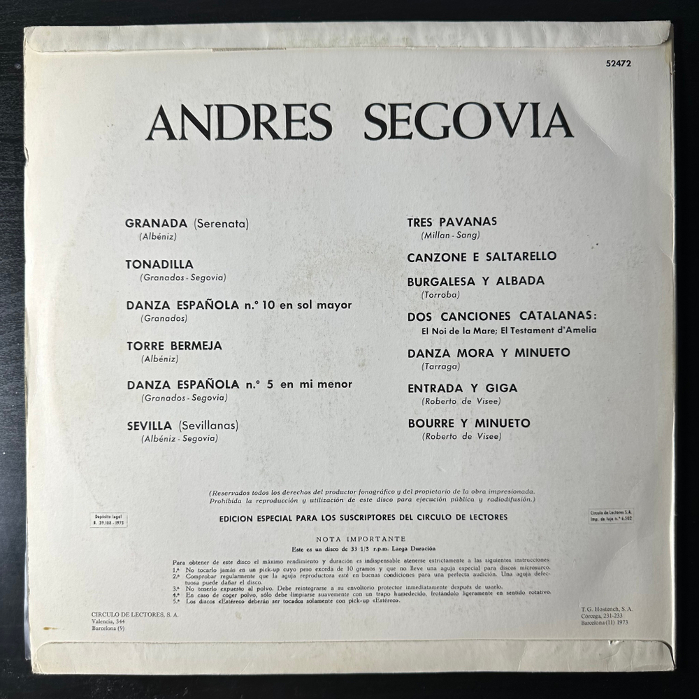 Andres Segovia (Испания 1970г.)