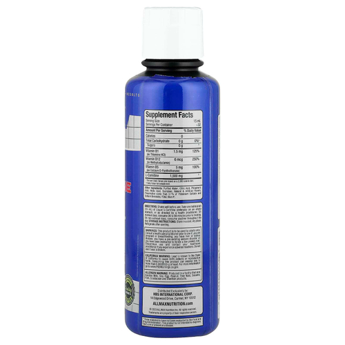 ALLMAX, жидкий L-карнитин 1500, голубая малина, 473 мл (16 уний)