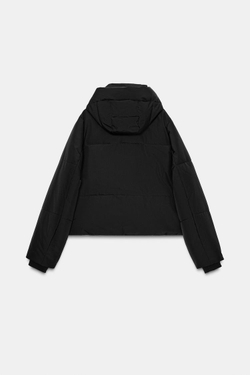 ZARA КОРОТКИЙ АНОРАК С КАПЮШОНОМ WATER REPELLENT WINDPROOF, ЧЕРНЫЙ