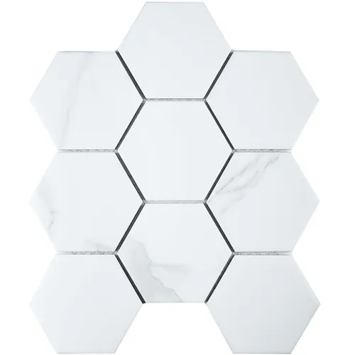 Керамическая мозаика Hexagon big Carrara матовая