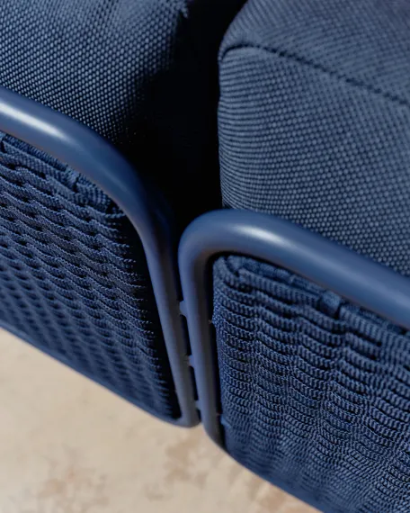 Уличный 3-местный диван Sedalis из алюминия и синей веревки 210 см