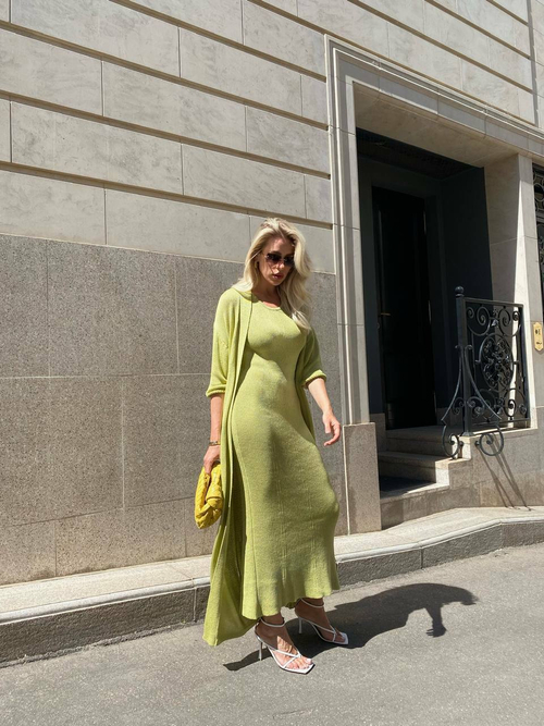 Платье MOREON с закрытым декольте, салатовый