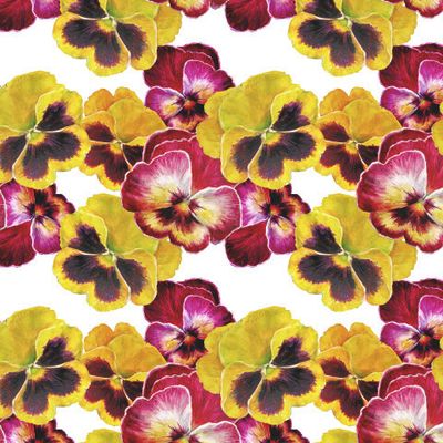 Seamless floral pattern. Watercolor pansy flowers. Print textile. Packaging. Wallpaper.