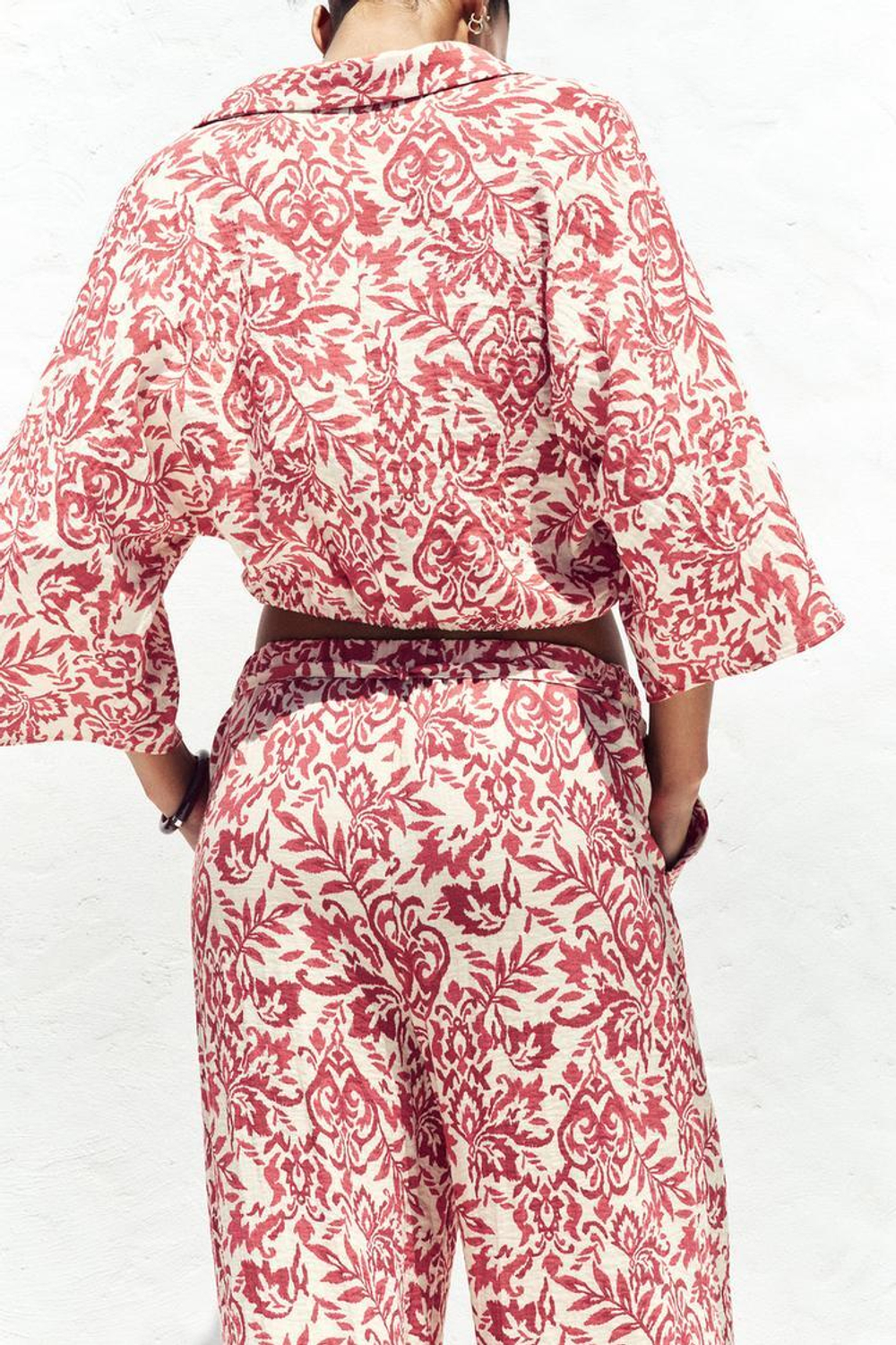 ZARA ТОП В СТИЛЕ РУСТИК ИЗ ТКАНИ С ПРИНТОМ, РАЗНОЦВЕТНЫЙ