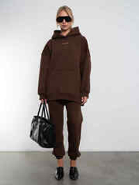 Брюки джоггеры женские коричневый с начесом