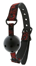 Кляп-шарик с отверстиями DELUXE BREATHABLE BALL GAG (Цвет: черный с красным)