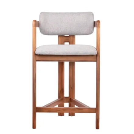 Стул полубарный Bradex Home Rich рогожка бежево-голубая с ножками цвета орех