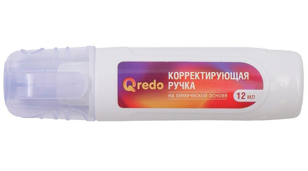 Ручка корректирующая Qredo, пластиковый наконечник, 12 мл, 24 штук