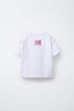 ZARA ФУТБОЛКА С ПРИНТОМ, РОЗОВЫЙ