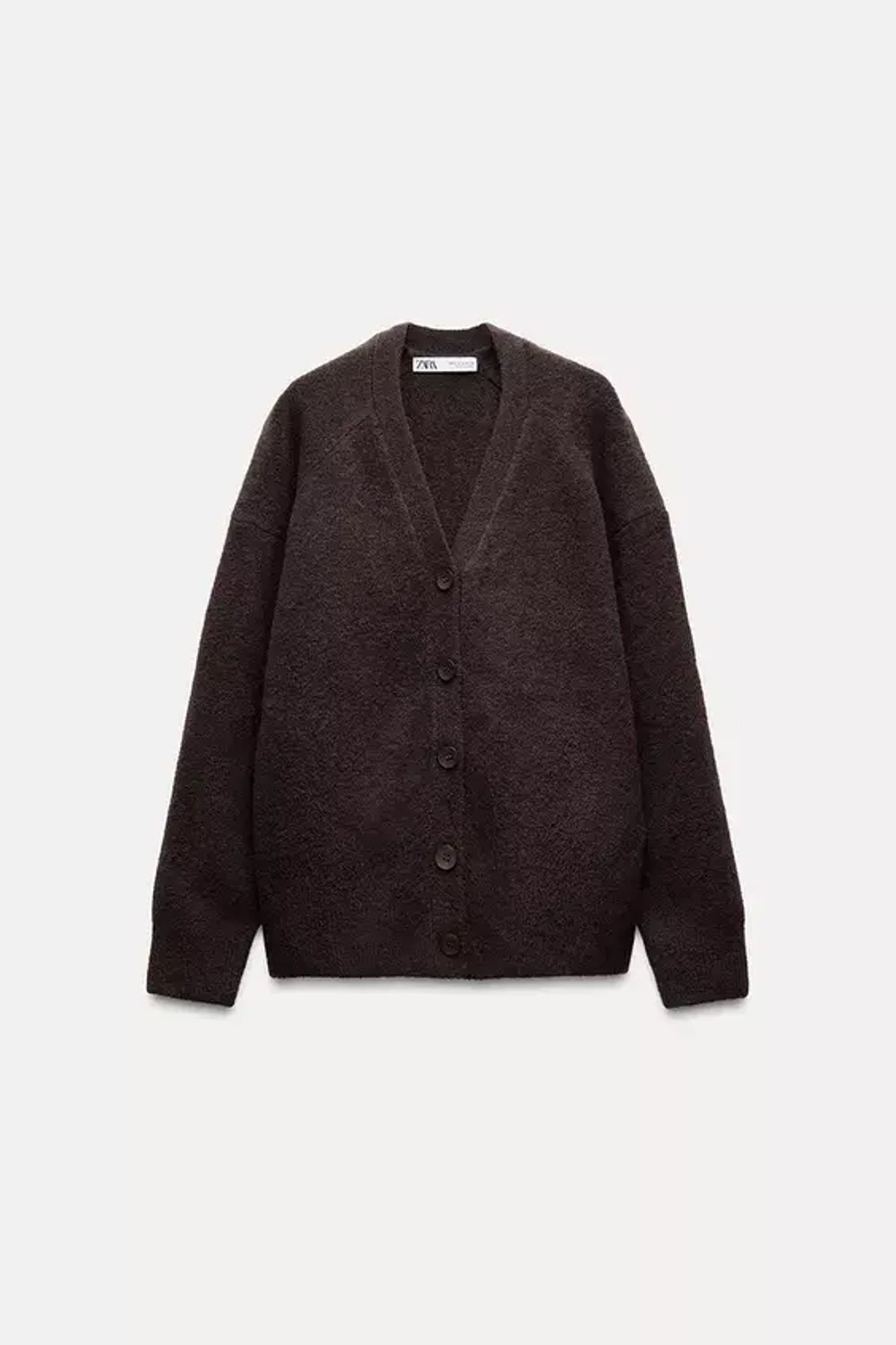 ZARA КАРДИГАН ИЗ МЯГКОЙ ТКАНИ, КОРИЧНЕВЫЙ