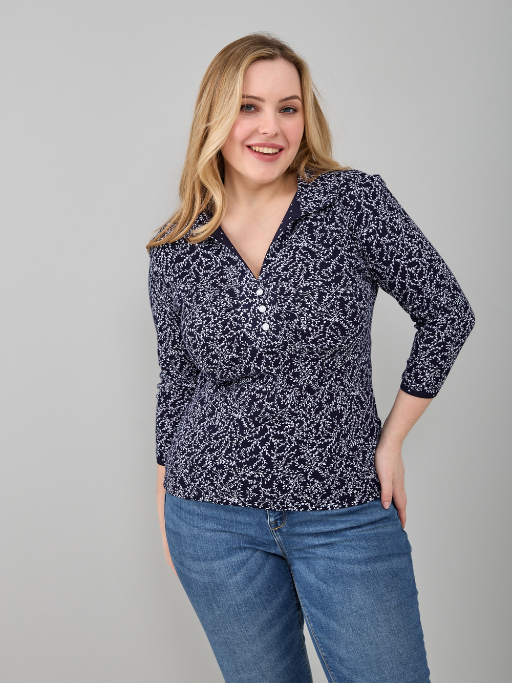 Блузка БЛ-015/синяяветочка