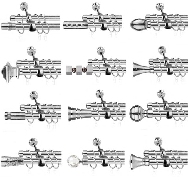 Карнизы кованые для штор d 19 двухрядные, цвет нержавеющая сталь