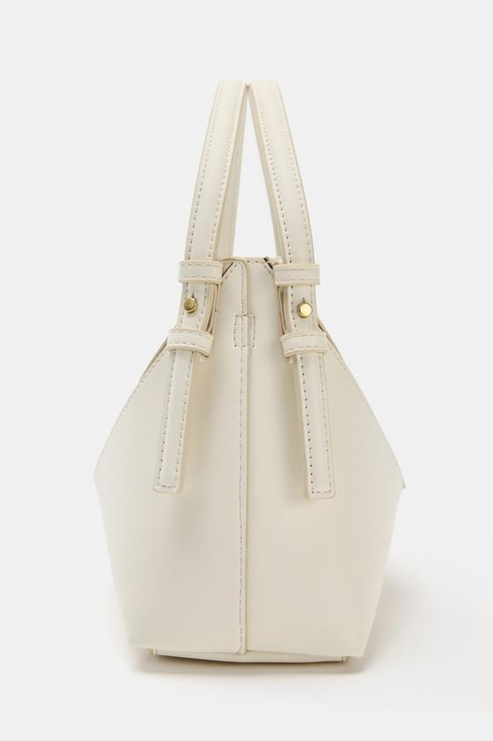 ZARA МИНИ-СУМКА-МЕШОК С ДЕКОРАТИВНОЙ СТРОЧКОЙ, ЭКРЮ