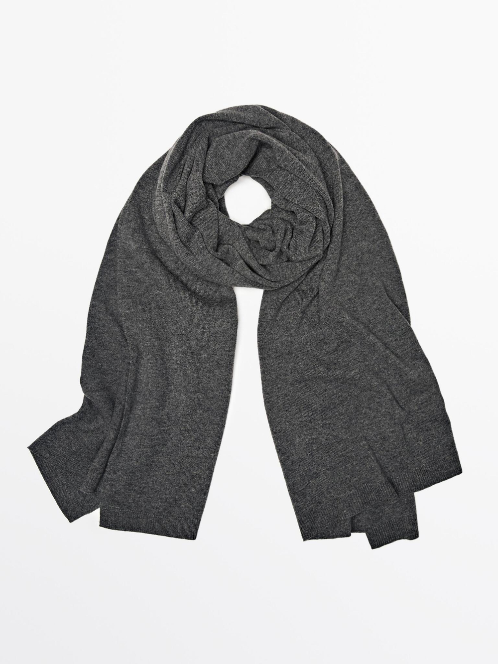 Massimo Dutti Шарф из тонкой смесовой шерсти, серый