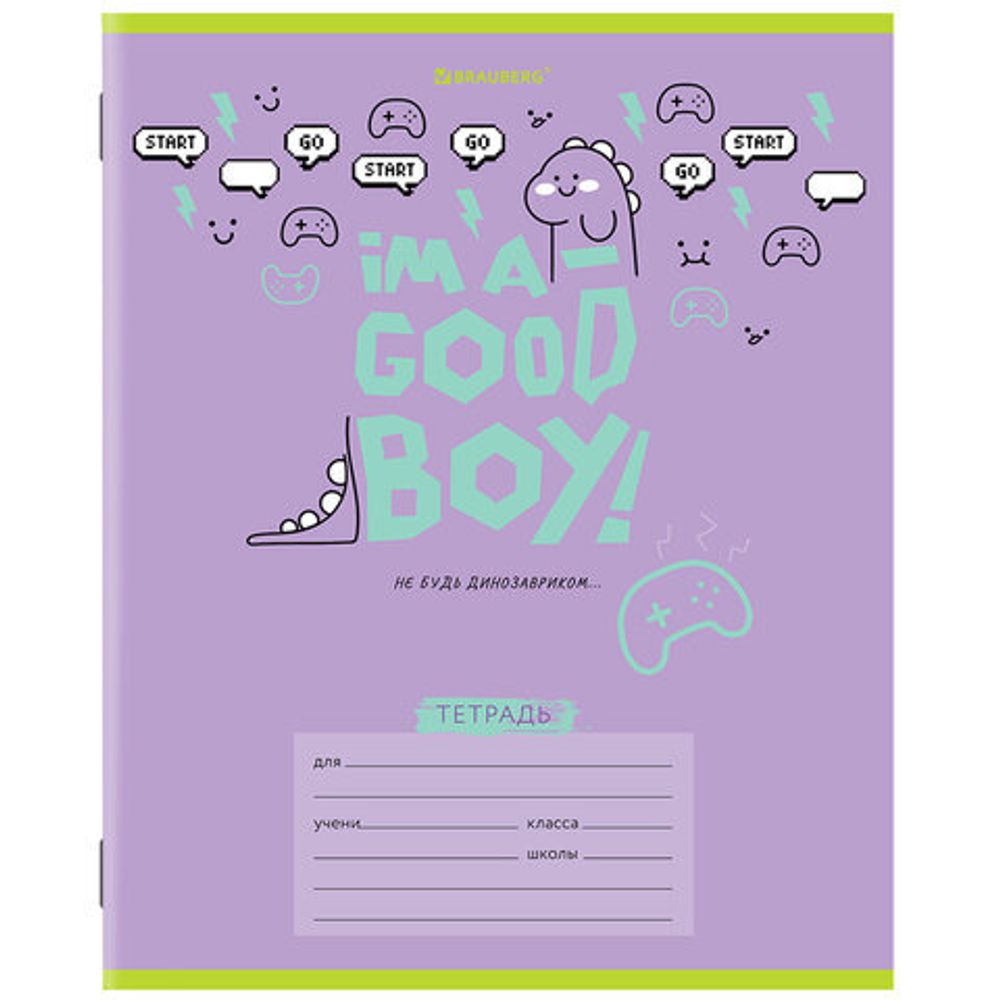 Тетрадь 12 л. BRAUBERG, клетка, обложка картон, "ДИНОЗАВРИКИ", 106462, 5шт