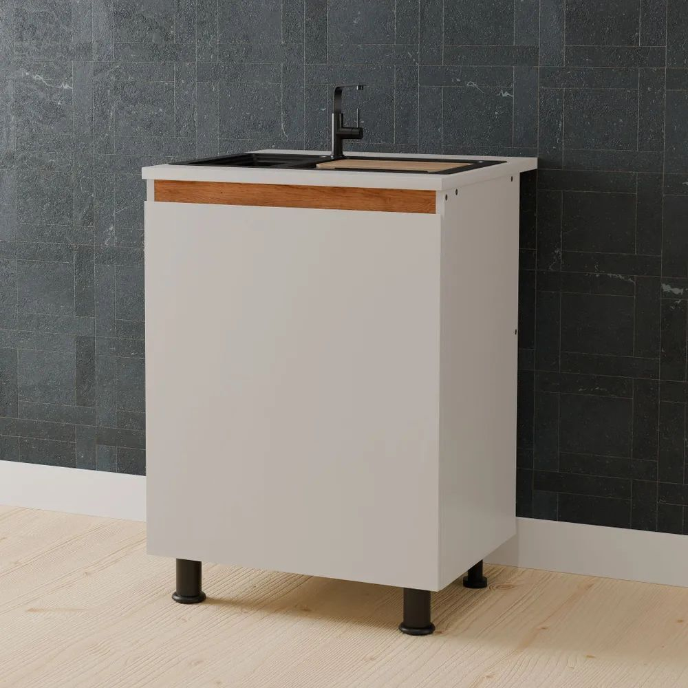 Кухня Валенсия 340 см со столешницей (12 модулей) / белый ЛДСП, массив дуба