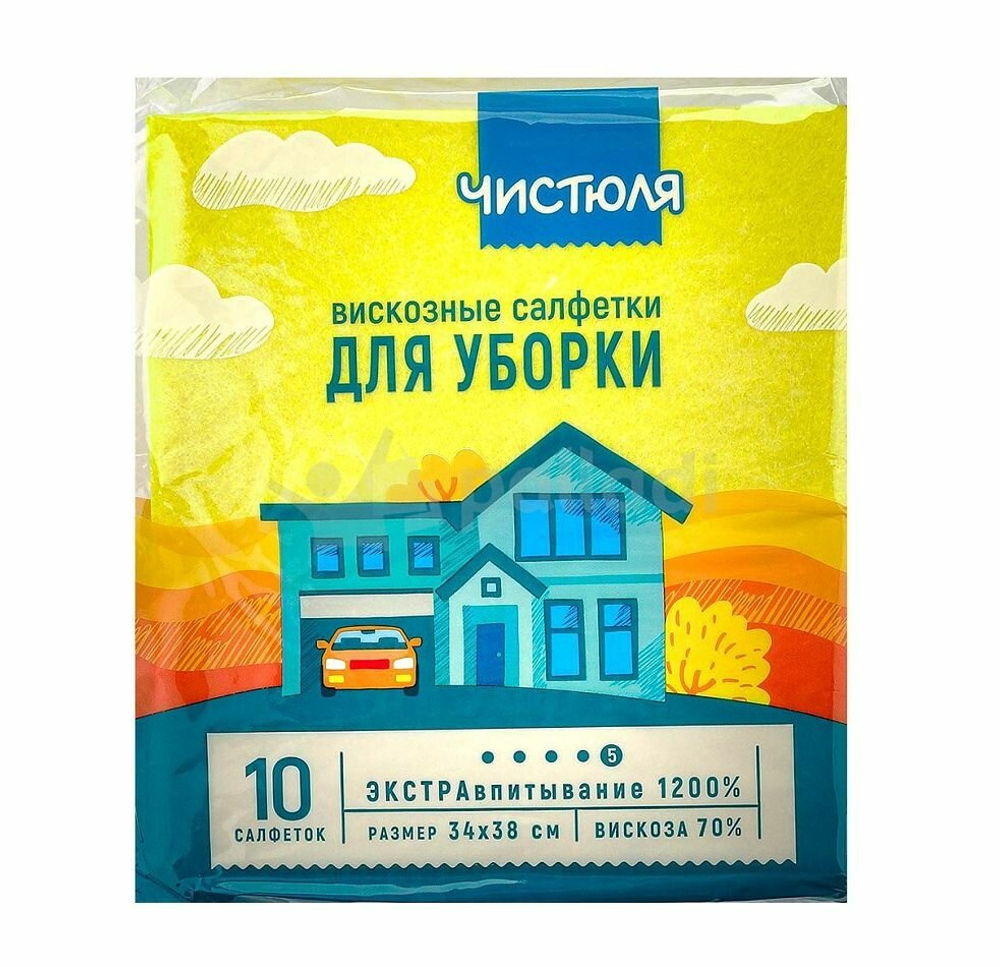 Салфетки вискозные "Чистюля" 10шт