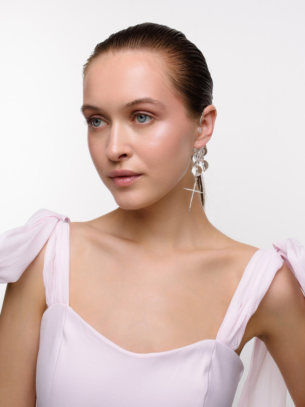 Кафф "Bubble" с горным хрусталем Silver