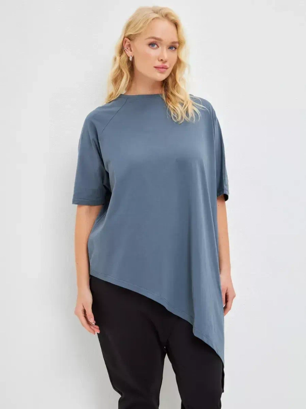 Туника оверсайз ассиметричная серый